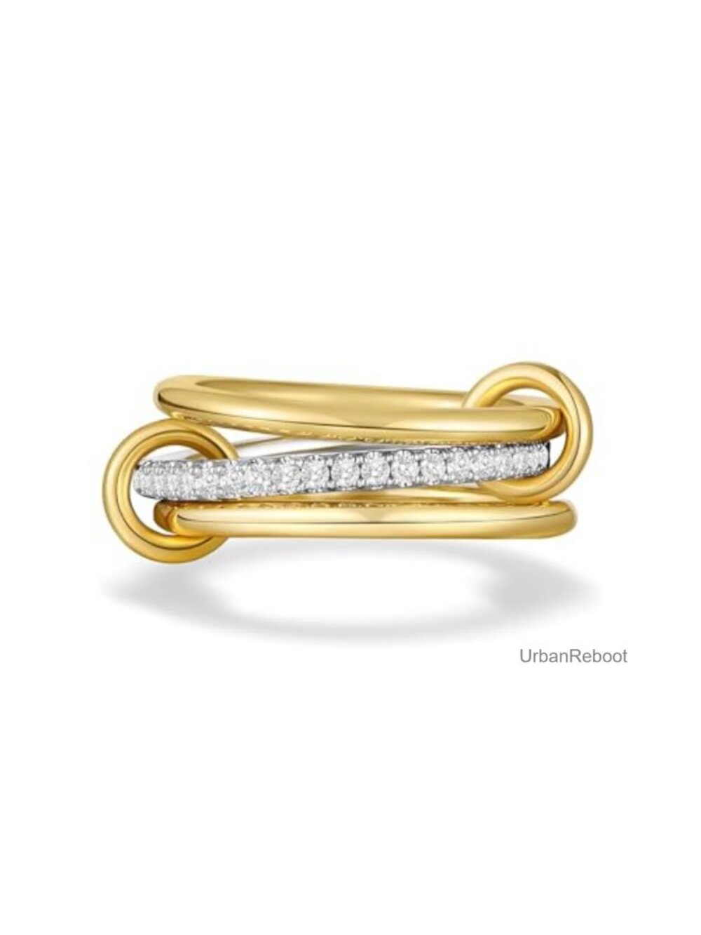 14k Gold Plated Stackable Rings for Women Non Tarnish Interlocked Band CZ
